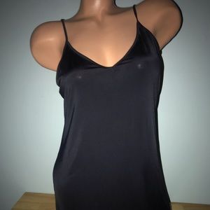 Hale Bob vintage Black stretch tank slip dress cover up swim bikini knee length